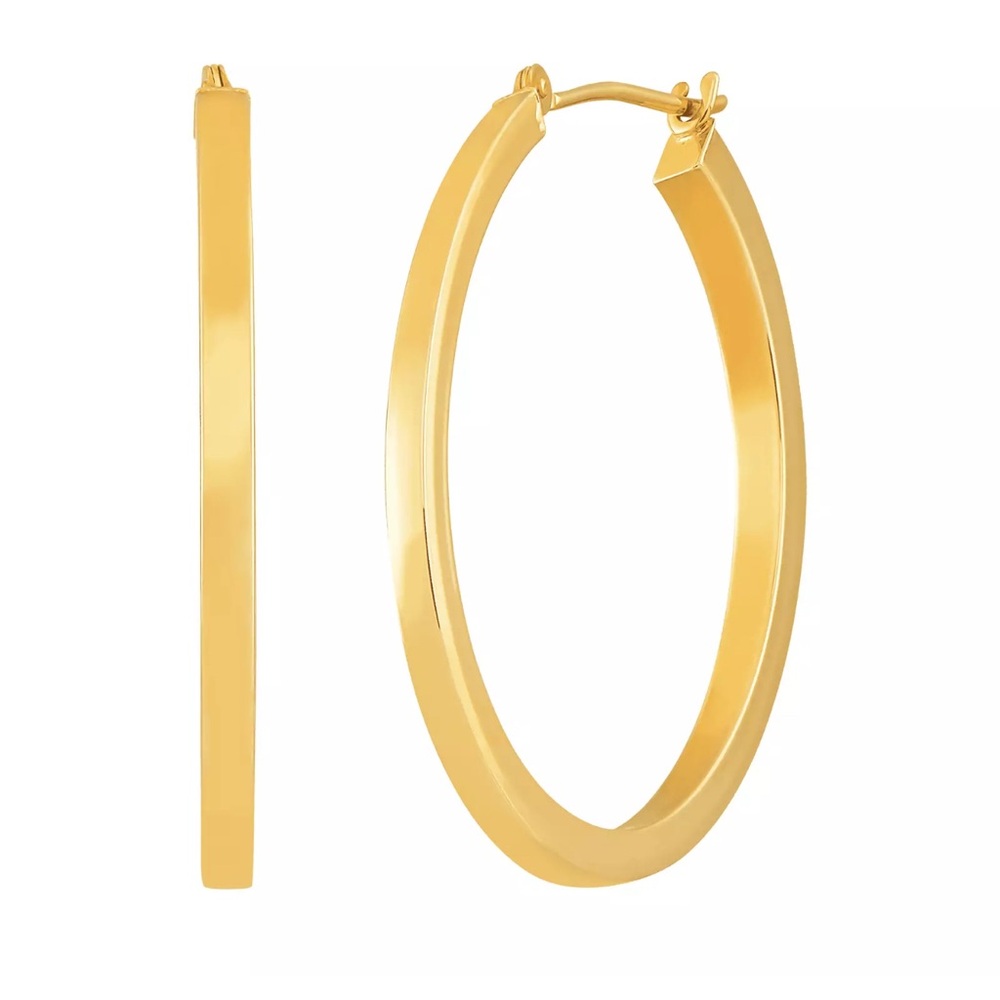 Welry 30mm Square Tube Hoops in 14k Yellow Gold